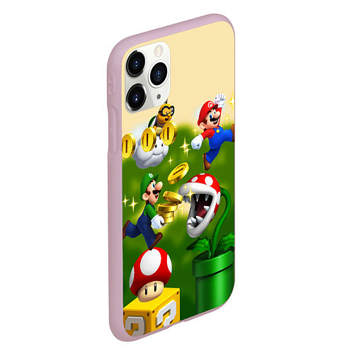 Чехол iPhone 11 Pro матовый Mario Coins / 3D-Розовый – фото 2