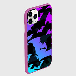Чехол iPhone 11 Pro матовый ЛЕТУЧИЕ МЫШИ ХЕЛЛОУИН НЕОН HALLOWEEN NEON, цвет: 3D-фиолетовый — фото 2