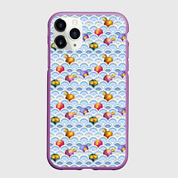 Чехол iPhone 11 Pro матовый Праздничные Игрушки, цвет: 3D-фиолетовый
