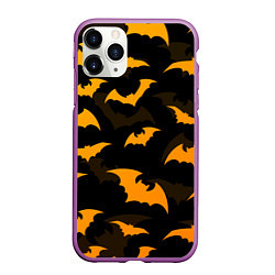 Чехол iPhone 11 Pro матовый ЛЕТУЧИЕ МЫШИ НОЧЬ ХЕЛЛОУИН HALLOWEEN NIGHT BATS, цвет: 3D-фиолетовый