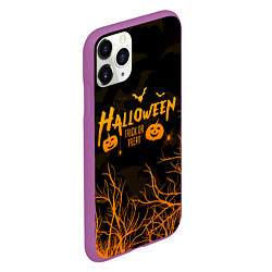 Чехол iPhone 11 Pro матовый HALLOWEEN FOREST BATS ЛЕТУЧИЕ МЫШИ В ЛЕСУ ХЕЛЛОУИН, цвет: 3D-фиолетовый — фото 2