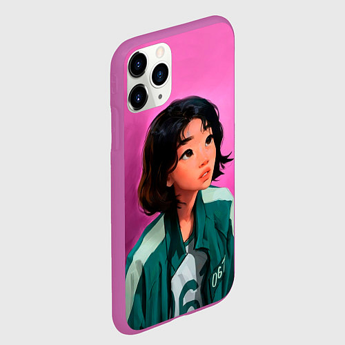 Чехол iPhone 11 Pro матовый 067 игра в кальмара / 3D-Фиолетовый – фото 2