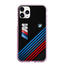 Чехол iPhone 11 Pro матовый BMW STRIPE, цвет: 3D-розовый