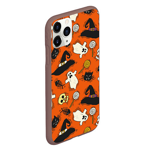 Чехол iPhone 11 Pro матовый Хэллоуинские шалости / 3D-Коричневый – фото 2