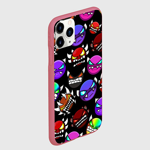 Чехол iPhone 11 Pro матовый Geometry Dash: Demons Squad / 3D-Малиновый – фото 2