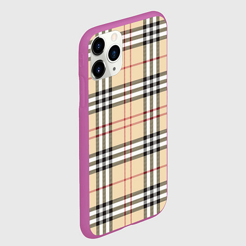 Чехол iPhone 11 Pro матовый Клетчатый принт в стиле Burberry / 3D-Фиолетовый – фото 2
