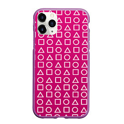 Чехол iPhone 11 Pro матовый Игра в кальмара: Фигуры, цвет: 3D-фиолетовый