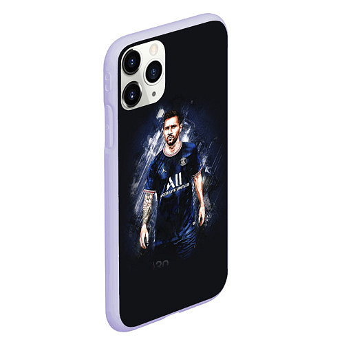 Чехол iPhone 11 Pro матовый Lionel Messi Paris Saint-Germain / 3D-Светло-сиреневый – фото 2
