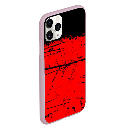 Чехол iPhone 11 Pro матовый КРАСНЫЙ ГРАНЖ RED GRUNGE / 3D-Розовый – фото 2