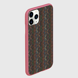 Чехол iPhone 11 Pro матовый Абстракция из разноцветных треугольников из линий, цвет: 3D-малиновый — фото 2
