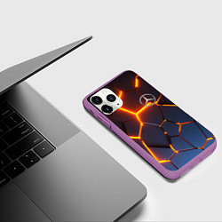 Чехол iPhone 11 Pro матовый MERCEDES-BENZ AMG 3D ГЕОМЕТРИЯ, цвет: 3D-фиолетовый — фото 2