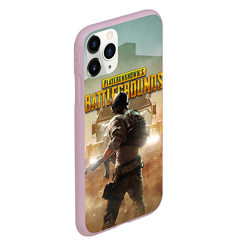 Чехол iPhone 11 Pro матовый PUBG СОЛДАТ В ШЛЕМЕ ПАБГ / 3D-Розовый – фото 2