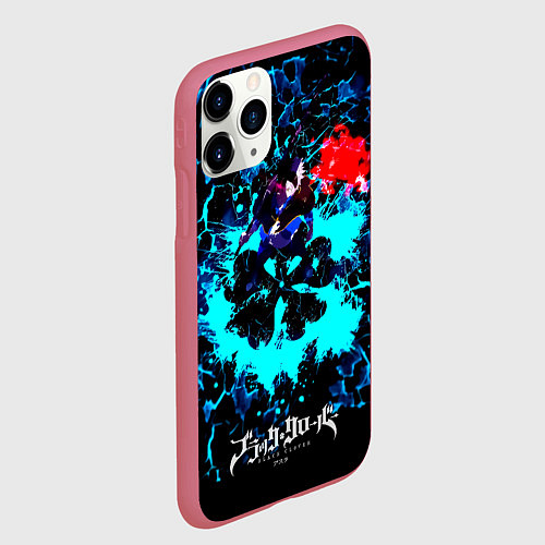 Чехол iPhone 11 Pro матовый Аста - Чёрный Клевер / 3D-Малиновый – фото 2
