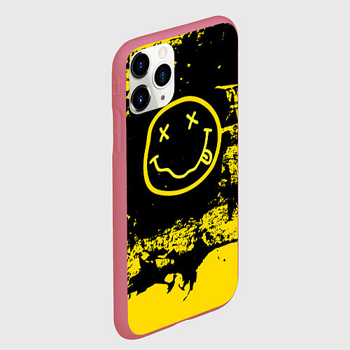 Чехол iPhone 11 Pro матовый Нирвана Гранж Nirvana Smile / 3D-Малиновый – фото 2