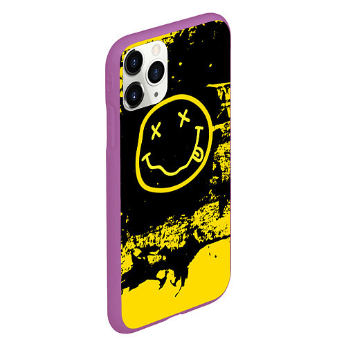 Чехол iPhone 11 Pro матовый Нирвана Гранж Nirvana Smile / 3D-Фиолетовый – фото 2