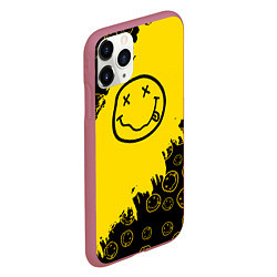 Чехол iPhone 11 Pro матовый Nirvana Smile Нирвана Рваный Паттерн, цвет: 3D-малиновый — фото 2