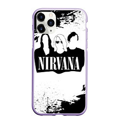Чехол iPhone 11 Pro матовый Нирвана Рок Группа Гранж ЧБ Nirvana, цвет: 3D-светло-сиреневый