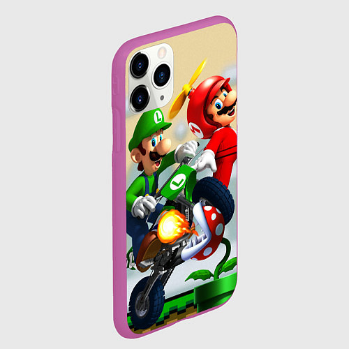 Чехол iPhone 11 Pro матовый MarioHelmet / 3D-Фиолетовый – фото 2