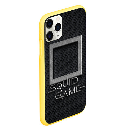 Чехол iPhone 11 Pro матовый ИГРА В КАЛЬМАРА СИМВОЛ КВАДРАТ SQUID GAME / 3D-Желтый – фото 2
