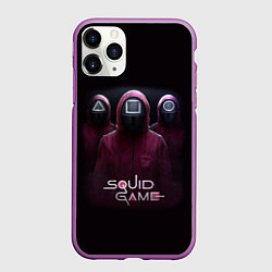 Чехол iPhone 11 Pro матовый SQUID GAME ИГРА В КАЛЬМАРА СОТРУДНИКИ, цвет: 3D-фиолетовый