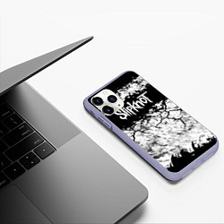 Чехол iPhone 11 Pro матовый Надпись Слипкнот Рок Группа ЧБ Slipknot, цвет: 3D-светло-сиреневый — фото 2