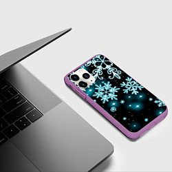 Чехол iPhone 11 Pro матовый Космические снежинки, цвет: 3D-фиолетовый — фото 2