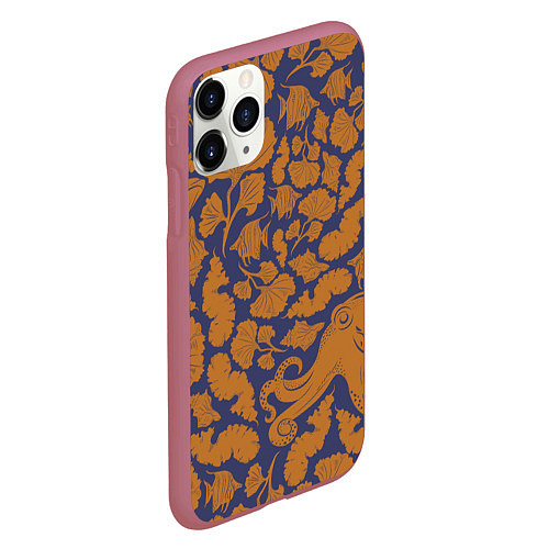 Чехол iPhone 11 Pro матовый Морская гуашь / 3D-Малиновый – фото 2