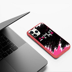 Чехол iPhone 11 Pro матовый ИГРА В КАЛЬМАРА БРЫЗГИ КРАСОК , ФИГУРЫ, цвет: 3D-красный — фото 2