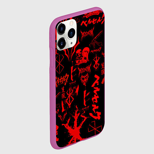 Чехол iPhone 11 Pro матовый БЕРСЕРК ПАТТЕРН СИМВОЛИКА КЛЕЙМО / 3D-Фиолетовый – фото 2