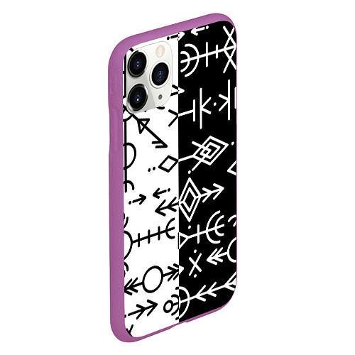 Чехол iPhone 11 Pro матовый ДРЕВНИЕ СЛАВЯНСКИЕ РУНЫ / 3D-Фиолетовый – фото 2