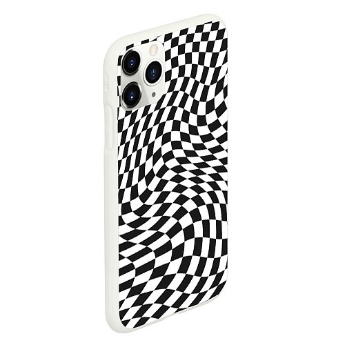 Чехол iPhone 11 Pro матовый Черно-белая клетка Black and white squares / 3D-Белый – фото 2