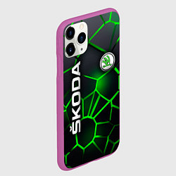 Чехол iPhone 11 Pro матовый 3D плиты с подсветкой Шкода, цвет: 3D-фиолетовый — фото 2