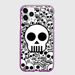 Чехол iPhone 11 Pro матовый Черепа чб, цвет: 3D-фиолетовый