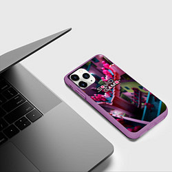 Чехол iPhone 11 Pro матовый Игра в кальмара лестница лого можно убрать, цвет: 3D-фиолетовый — фото 2