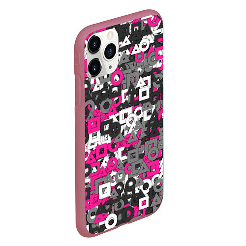Чехол iPhone 11 Pro матовый Squid Game Camo / 3D-Малиновый – фото 2