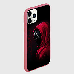 Чехол iPhone 11 Pro матовый ИГРА В КАЛЬМАРА, СТРАЖ ТРЕУГОЛЬНИК, ФИГУРЫ ИГРЫ, цвет: 3D-малиновый — фото 2