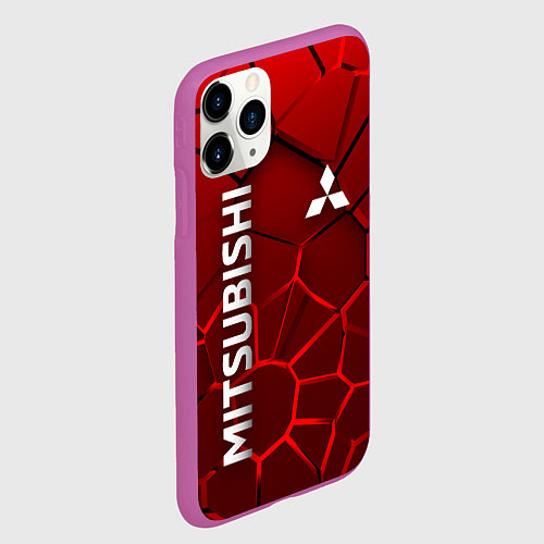 Чехол iPhone 11 Pro матовый Митсубиси 3D плиты / 3D-Фиолетовый – фото 2
