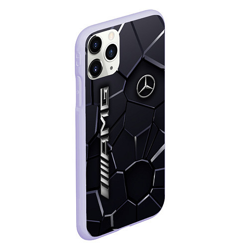 Чехол iPhone 11 Pro матовый Mercedes AMG 3D плиты / 3D-Светло-сиреневый – фото 2