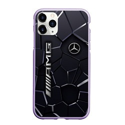 Чехол iPhone 11 Pro матовый Mercedes AMG 3D плиты, цвет: 3D-светло-сиреневый