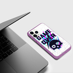 Чехол iPhone 11 Pro матовый Game OVER - NEON 3D, цвет: 3D-фиолетовый — фото 2