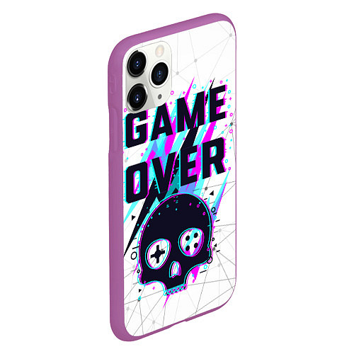 Чехол iPhone 11 Pro матовый Game OVER - NEON 3D / 3D-Фиолетовый – фото 2