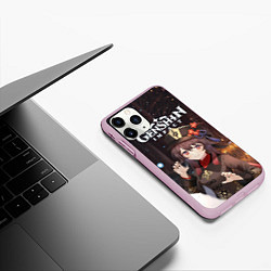 Чехол iPhone 11 Pro матовый Hu Tao, цвет: 3D-розовый — фото 2