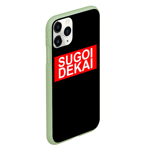 Чехол iPhone 11 Pro матовый SUGOI DEKAI, СУГОИ ДЕКАИ НАДПИСЬ / 3D-Салатовый – фото 2