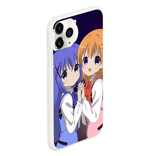 Чехол iPhone 11 Pro матовый Gochuumon wa Usagi Desu ka? Cocoa, Chino & Tippi / 3D-Белый – фото 2