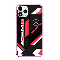 Чехол iPhone 11 Pro матовый MERCEDES-BENZ AMG GEOMETRY STRIPES RED