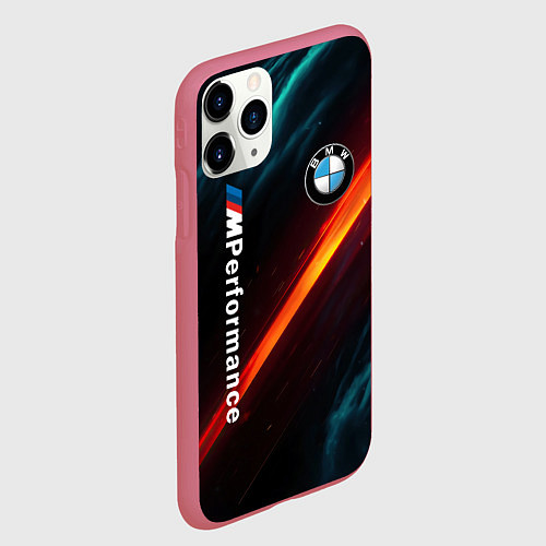 Чехол iPhone 11 Pro матовый BMW M PERFORMANCE NEON БМВ М НЕОН / 3D-Малиновый – фото 2