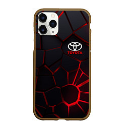 Чехол iPhone 11 Pro матовый Тойота 3D плиты с подсветкой, цвет: 3D-коричневый