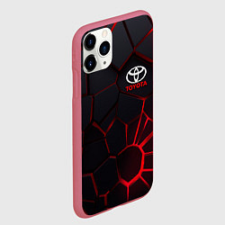 Чехол iPhone 11 Pro матовый Тойота 3D плиты с подсветкой, цвет: 3D-малиновый — фото 2