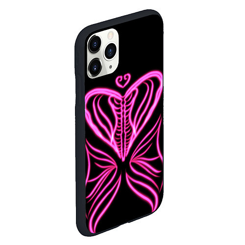 Чехол iPhone 11 Pro матовый Бабочка любви / 3D-Черный – фото 2