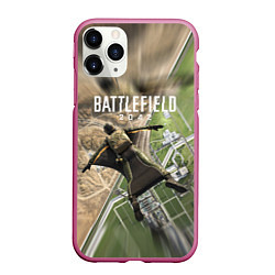 Чехол iPhone 11 Pro матовый ВЫСАДКА BATTLEFIELD 2042, цвет: 3D-малиновый